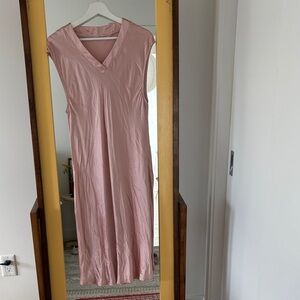 100% SILK Pink V-Neck Dress